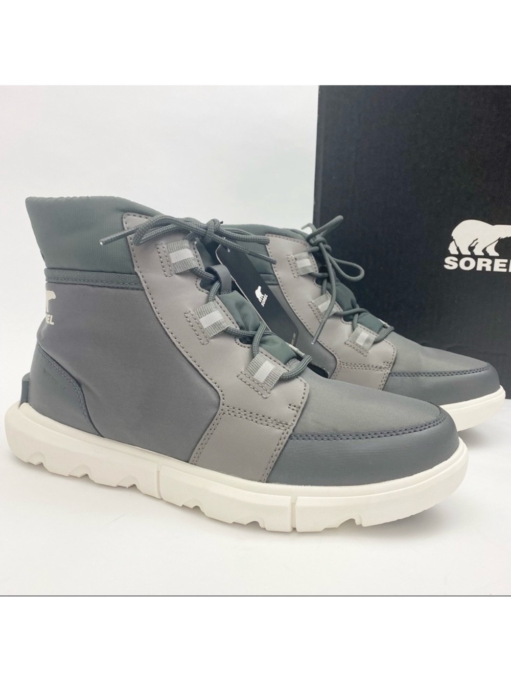 Sorel Explorer II Carnival Sport Bootie Lace Up Ankle Boots: Quarry/Sea Salt